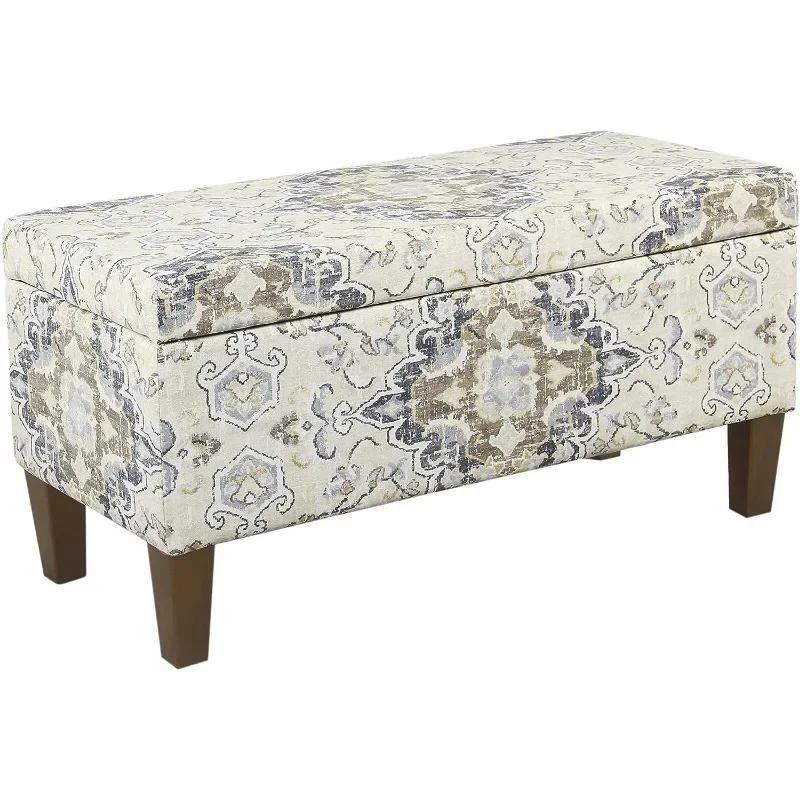Upholstered Rectangular Storage Ottoman Bench with Hinged Lid 
Upholstered Rectangular Storage Ottoman Bench with Hinged Lid