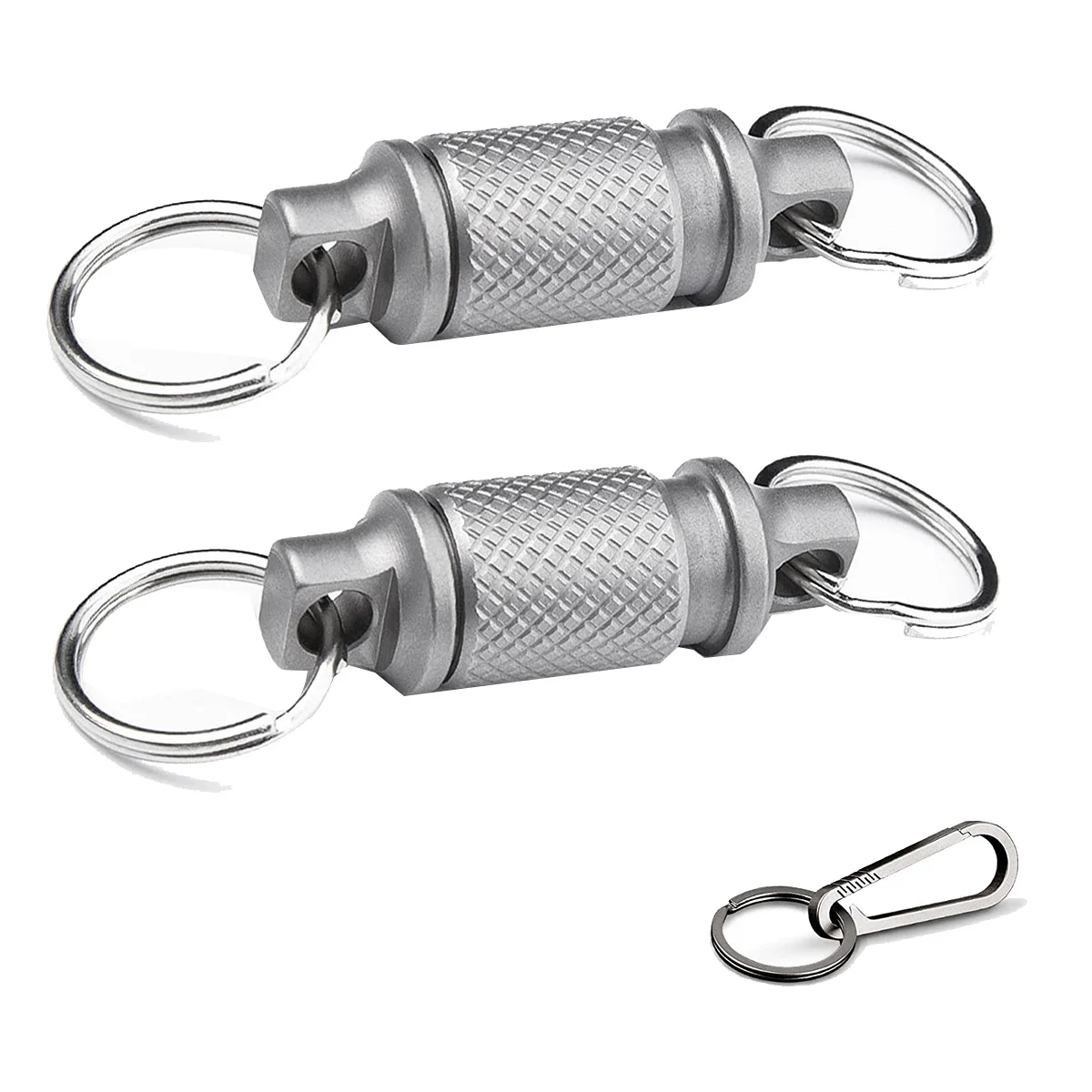 

Quick Release Keychain Set with Titanium Carabiner and Keyrings - Advanced Titanium Swivel Clip 360-Degree Rotation