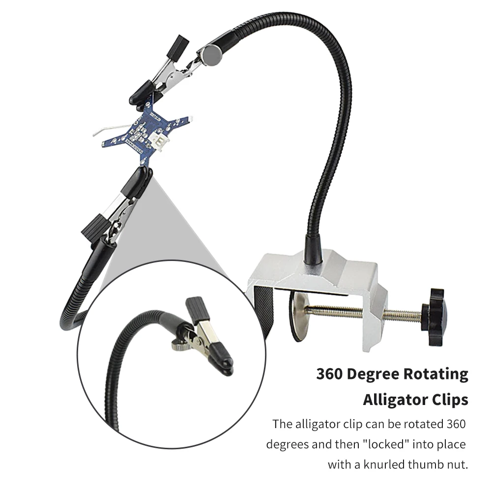 Vise Hand Welding Station PCB Desk Clip With 2 Flexible Arms Soldering Third Hand Tool for Jewelry Makers/Art Craft Enthusiasts
Vise Hand Welding Station PCB Desk Clip With 2 Flexible Arms Soldering Third Hand Tool for Jewelry Makers/Art Craft Enthusiasts