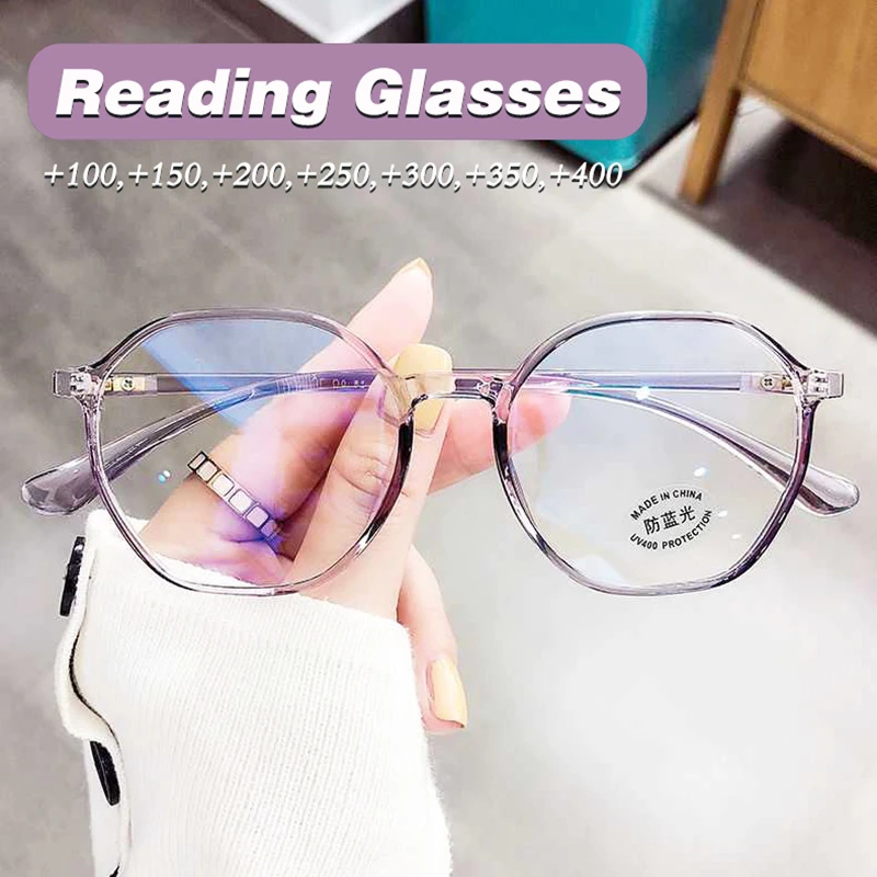 Очки для чтения женщин многогранные модные очки дальнозоркости от 0 до + 4 - купить