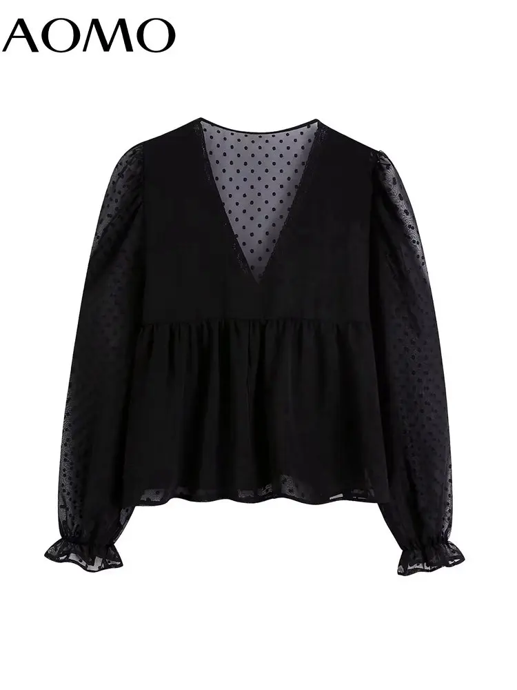 AOMO 2022 Women Black Patchwork Dots Mesh Blouse Long Sleeve Chic Female Lady Tops CE11A
AOMO 2022 Women Black Patchwork Dots Mesh Blouse Long Sleeve Chic Female Lady Tops CE11A