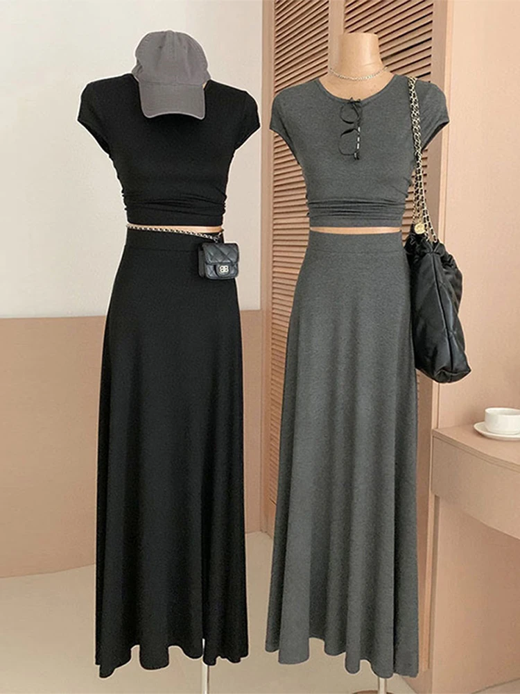 Waist A-line Skirt Sets 2023 Spring Autumn Elegant All-match outfit Casual Women 2 Piece Set Short Sleeve Slim Crop Tank High
Waist A-line Skirt Sets 2023 Spring Autumn Elegant All-match outfit Casual Women 2 Piece Set Short Sleeve Slim Crop Tank High