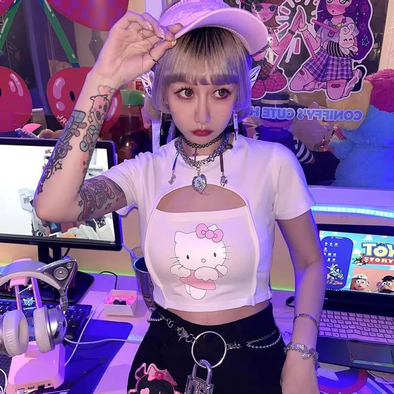 2022 Hello Kitty T-Shirt Sanrio Harajuku Short Sleeve Y2K Spice Girls Cartoon Print Sweet Summer Women Short Sleeve Top T-Shirt
2022 Hello Kitty T-Shirt Sanrio Harajuku Short Sleeve Y2K Spice Girls Cartoon Print Sweet Summer Women Short Sleeve Top T-Shirt