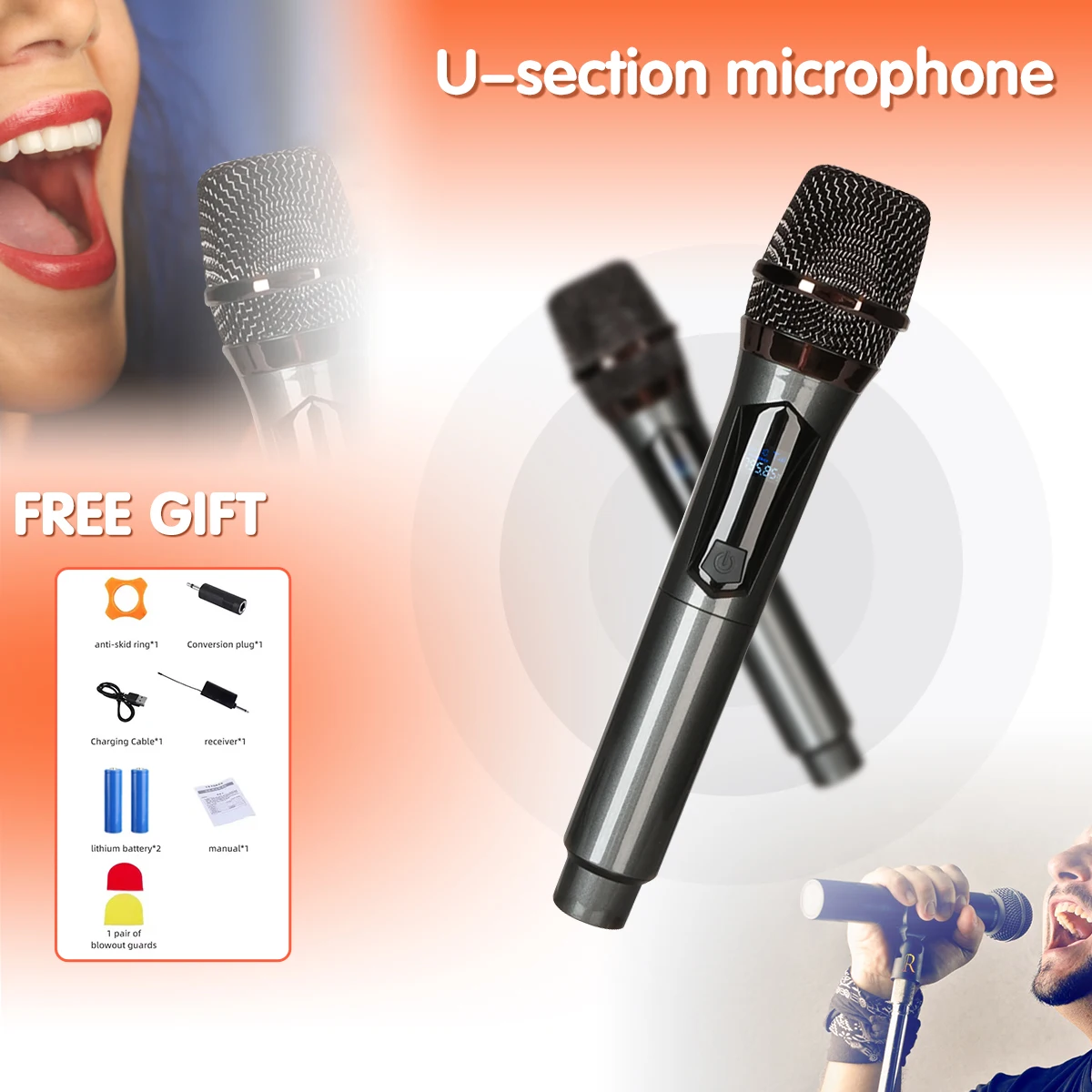 KINGLUCKY Wireless Microphone Rechargeable Fixed Frequency VHF 30m Range Wireless Handheld Dynamic Mic For Karaoke Singing Home
KINGLUCKY Wireless Microphone Rechargeable Fixed Frequency VHF 30m Range Wireless Handheld Dynamic Mic For Karaoke Singing Home