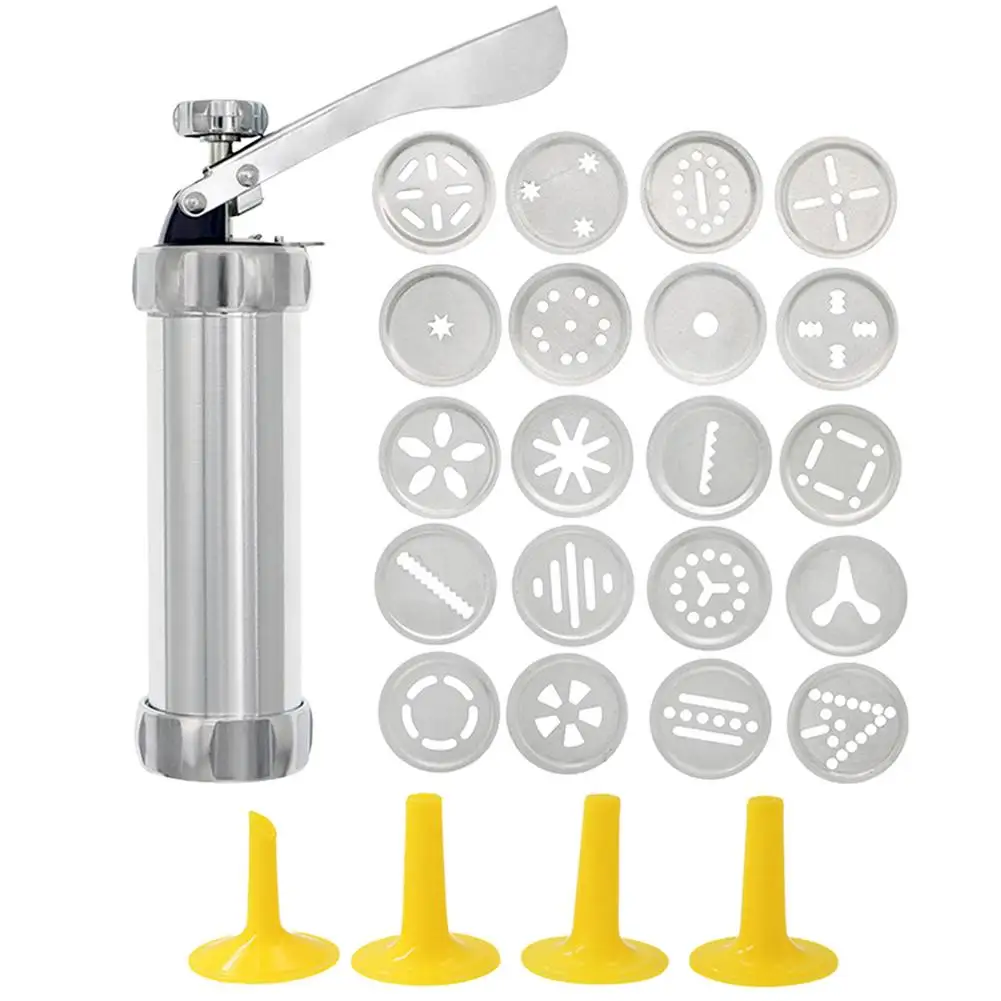 Cookie Press Gun Stainless Steel Cookie Press with 20 Cookie Mold Discs and 4 Piping Nozzles for DIY Biscuit Maker Decoration
Cookie Press Gun Stainless Steel Cookie Press with 20 Cookie Mold Discs and 4 Piping Nozzles for DIY Biscuit Maker Decoration