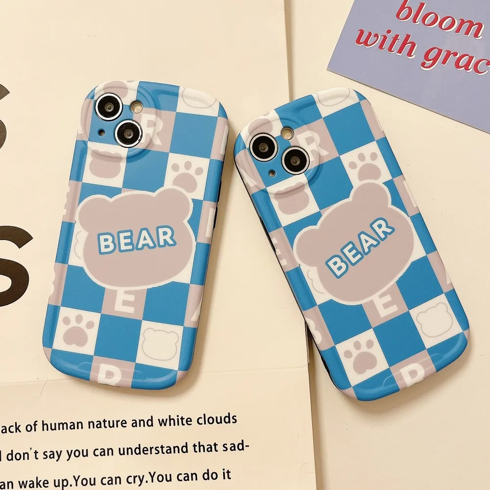 Bear Blue and White Check Pattern Frosted oval IMD Case for iPhone 13ProMax 13 11ProMax 11 12Pro 12 XS X XR XSMAX Soft Shell
Bear Blue and White Check Pattern Frosted oval IMD Case for iPhone 13ProMax 13 11ProMax 11 12Pro 12 XS X XR XSMAX Soft Shell