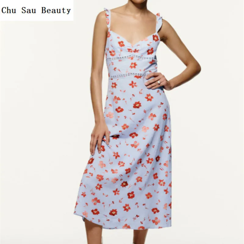2022 ZA New Women Lace Decorated Midi Dress Summer Fashion Sexy Backless Sweet Flower Print Holiday Style Casual Dress
2022 ZA New Women Lace Decorated Midi Dress Summer Fashion Sexy Backless Sweet Flower Print Holiday Style Casual Dress