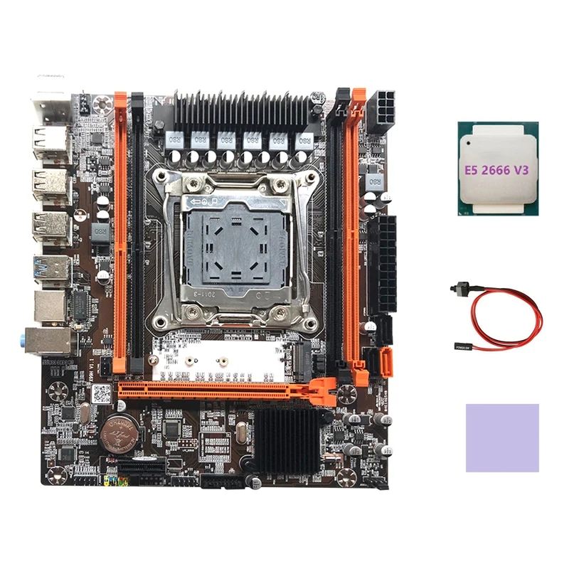 X99H Motherboard LGA2011-3 Computer Motherboard Support DDR4 RAM Memory With E5 2666V3 CPU+Switch Cable+Thermal Pad
X99H Motherboard LGA2011-3 Computer Motherboard Support DDR4 RAM Memory With E5 2666V3 CPU+Switch Cable+Thermal Pad