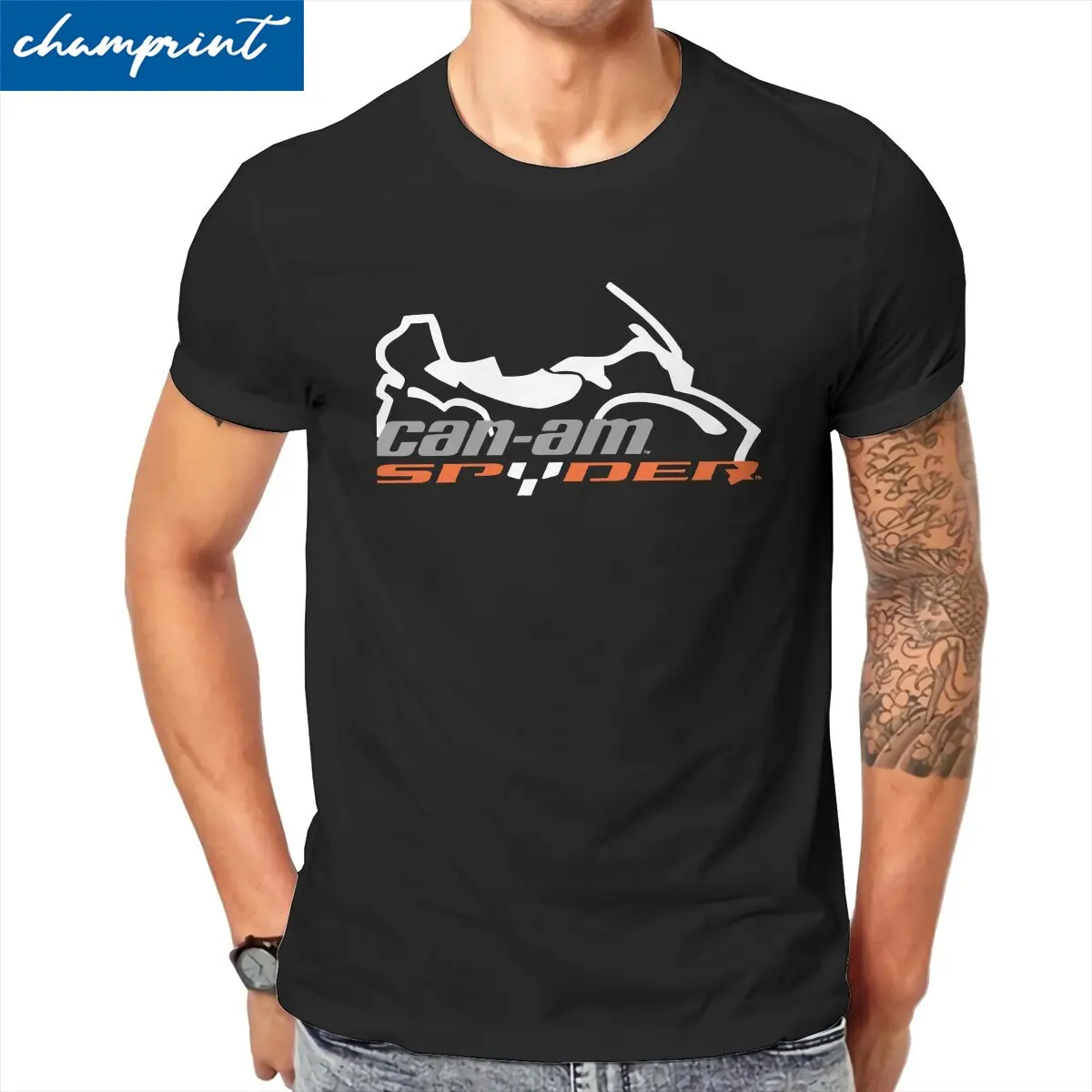 

Can Am Team Spyder Motorcycles Men T Shirts Silhouette Logo Crazy Tees Short Sleeve Crewneck T-Shirt Cotton Plus Size Clothing