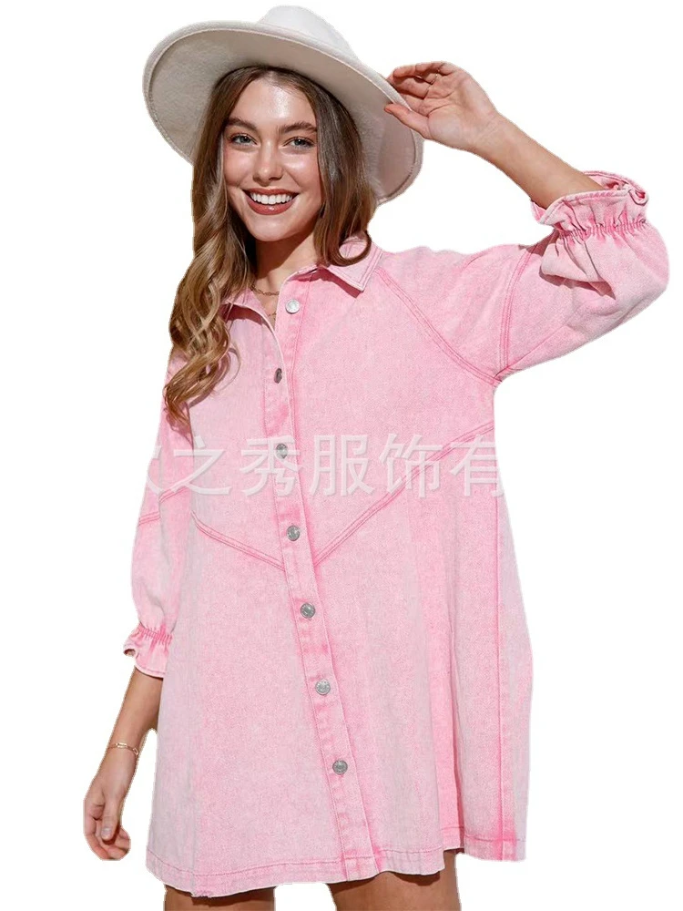 Vintage Denim Dress Spring Summer Casual Loose Sleeve Shirt Short Dress Streetwear Button Up Long Sleeve Vestidos Jeans Dress
Vintage Denim Dress Spring Summer Casual Loose Sleeve Shirt Short Dress Streetwear Button Up Long Sleeve Vestidos Jeans Dress