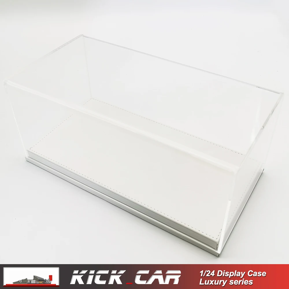 

1/24 Model Car Display Box White PU Leather Exquisite Luxury Handmade Acrylic Storage Box High-grade Leather Flannelette Base