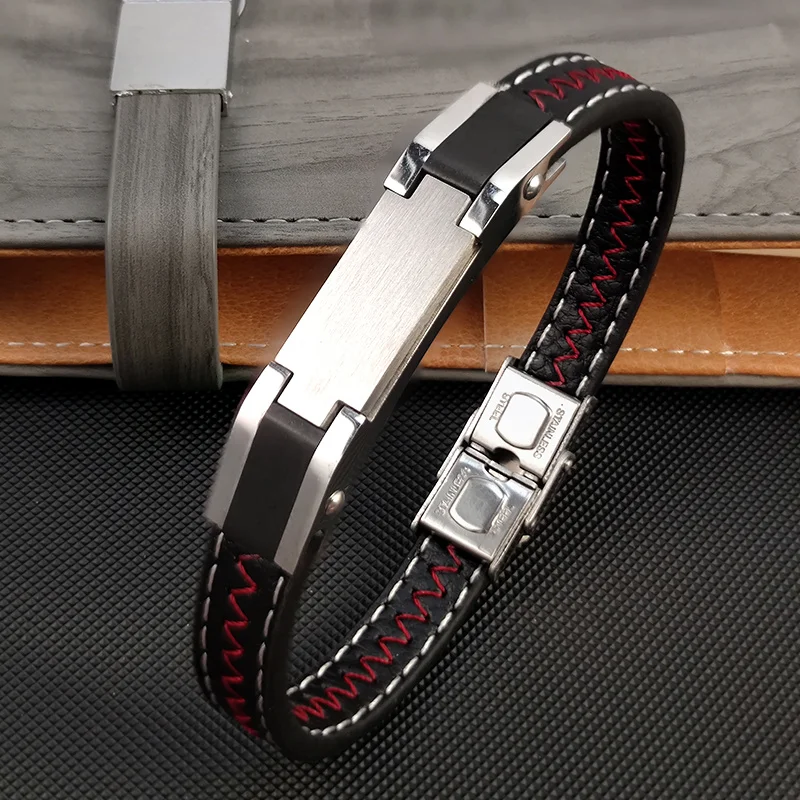 Personalized carving Lettering Accessorie Fashion Men's Leather Rope Woven Leather Bracelet Titanium Steel Charm Bracelets Woman
Personalized carving Lettering Accessorie Fashion Men's Leather Rope Woven Leather Bracelet Titanium Steel Charm Bracelets Woman
