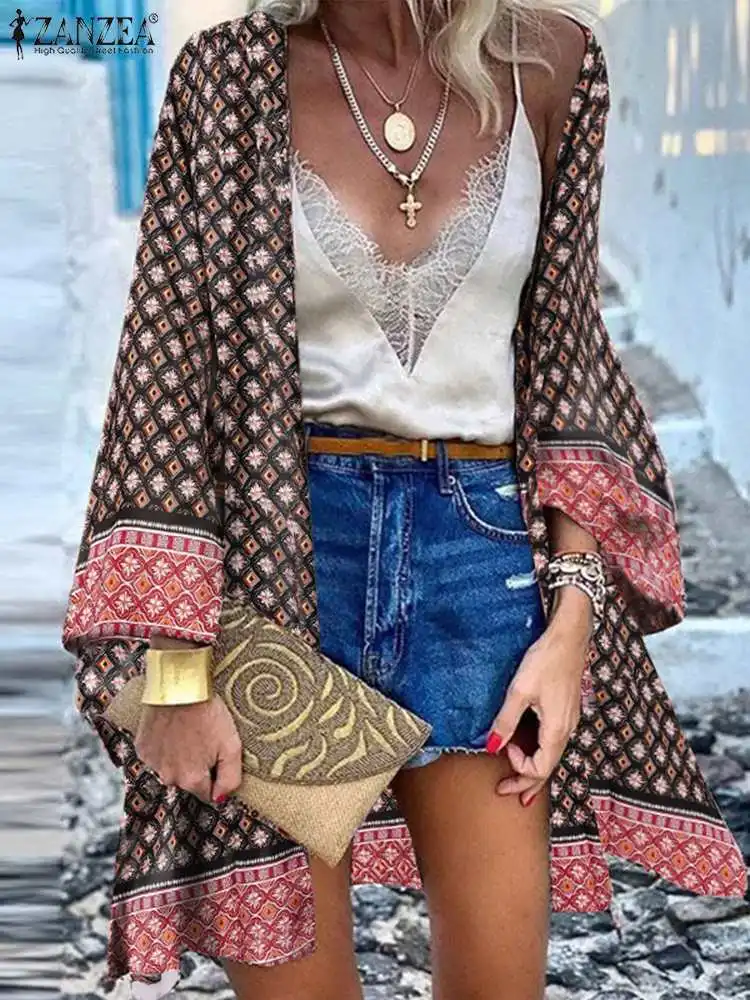 ZANZEA Casual Holiday Beach Cover Up Cardigan Women Bohemian Printed Shirts 2022 Summer Long Sleeve Long Kimono Tops Femininas
ZANZEA Casual Holiday Beach Cover Up Cardigan Women Bohemian Printed Shirts 2022 Summer Long Sleeve Long Kimono Tops Femininas