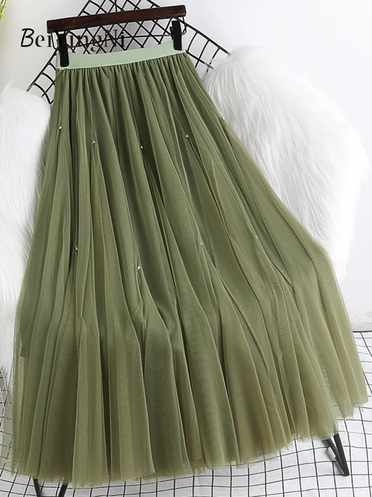 Юбка миди Женская сетчатая с высокой талией и фатиновой подкладкой 
Юбка миди Женская сетчатая с высокой талией и фатиновой подкладкой