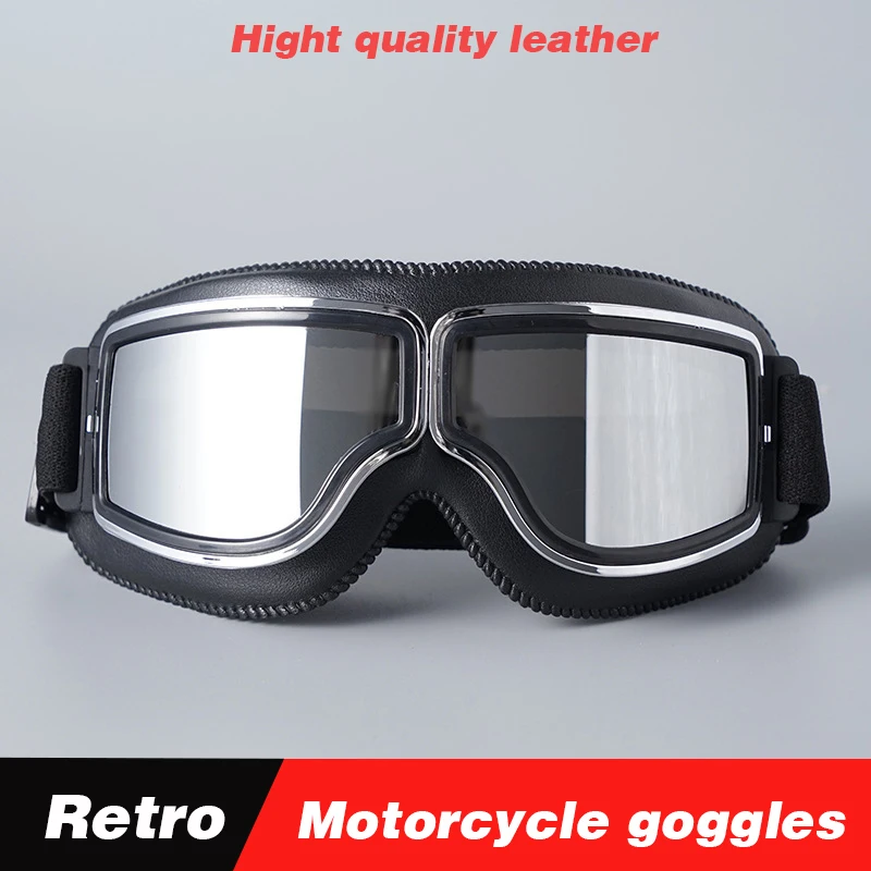 Retro Leather Motorcycle Goggles Vintage Pilot Glasses Windproof Universal Outdoor Bicycle Cycling Ski Goggles for half Helmet
Retro Leather Motorcycle Goggles Vintage Pilot Glasses Windproof Universal Outdoor Bicycle Cycling Ski Goggles for half Helmet