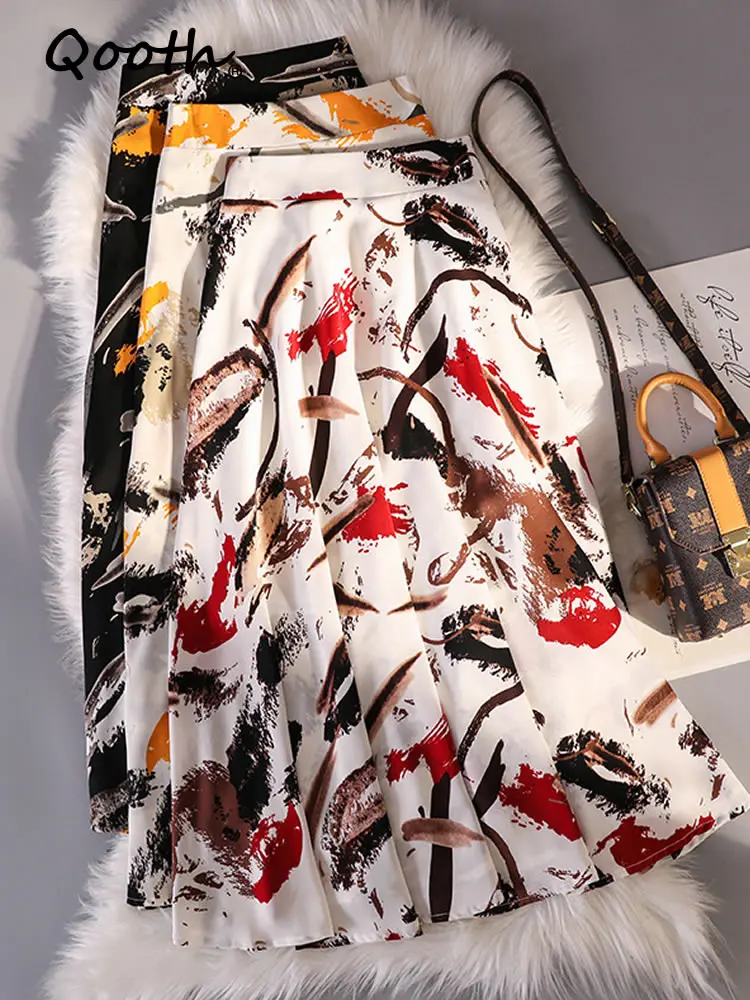 Qooth Spring Summer Women Printed Chiffon Skirts Elegant Midi Length High Waist A-Line Black Red Yellow Long Skirt QT1808
Qooth Spring Summer Women Printed Chiffon Skirts Elegant Midi Length High Waist A-Line Black Red Yellow Long Skirt QT1808