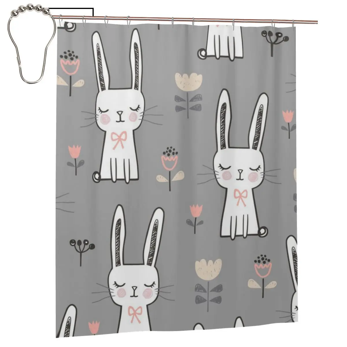 Cute Bunny Rabbit Shower Curtain for Bathroon Personalized Funny Bath Curtain Set with Iron Hooks Home Decor Gift 60x72in
Cute Bunny Rabbit Shower Curtain for Bathroon Personalized Funny Bath Curtain Set with Iron Hooks Home Decor Gift 60x72in