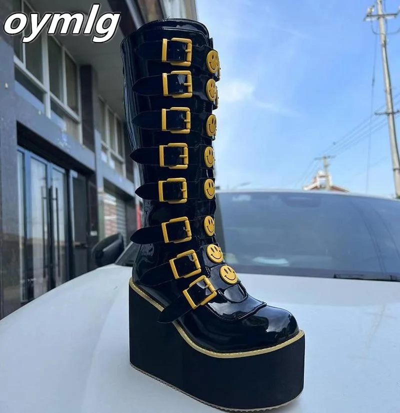 Brand Design Gothic Style Female Boots Chunky Platform Wedges Super High Heel Knee High Boots Winter Cool Street Woman Shoes
Brand Design Gothic Style Female Boots Chunky Platform Wedges Super High Heel Knee High Boots Winter Cool Street Woman Shoes