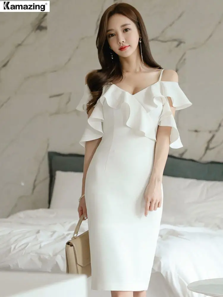 Fashion Summer Women Elegant Midi White Dress Bodycon Office Ladies Solid Clothing Femme Vestidos
Fashion Summer Women Elegant Midi White Dress Bodycon Office Ladies Solid Clothing Femme Vestidos