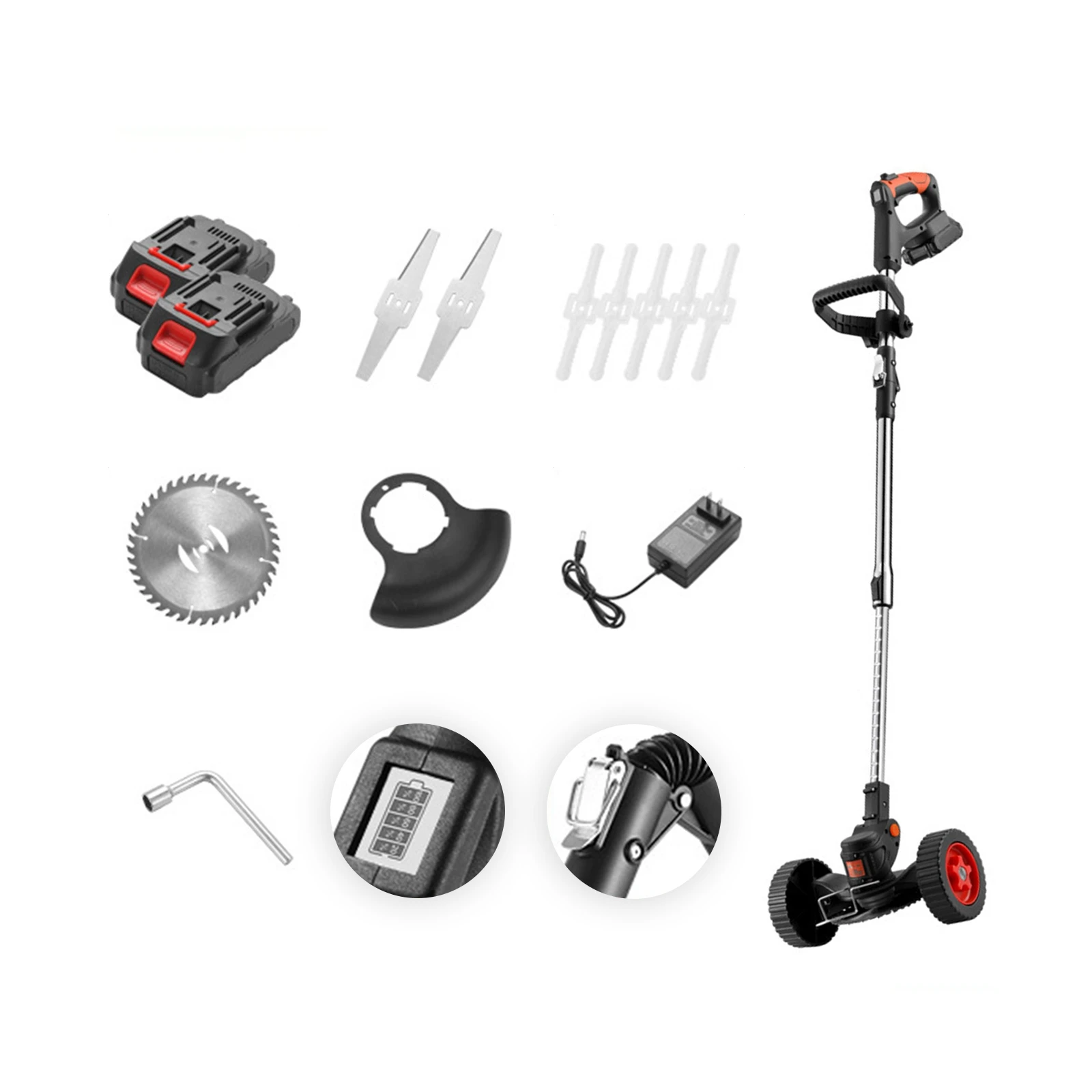 Folding Electric Lawn Mower Cordless Grass Trimmer Household Garden Tools Agricultural Weeding Rechargeable Lithium Battery
Folding Electric Lawn Mower Cordless Grass Trimmer Household Garden Tools Agricultural Weeding Rechargeable Lithium Battery