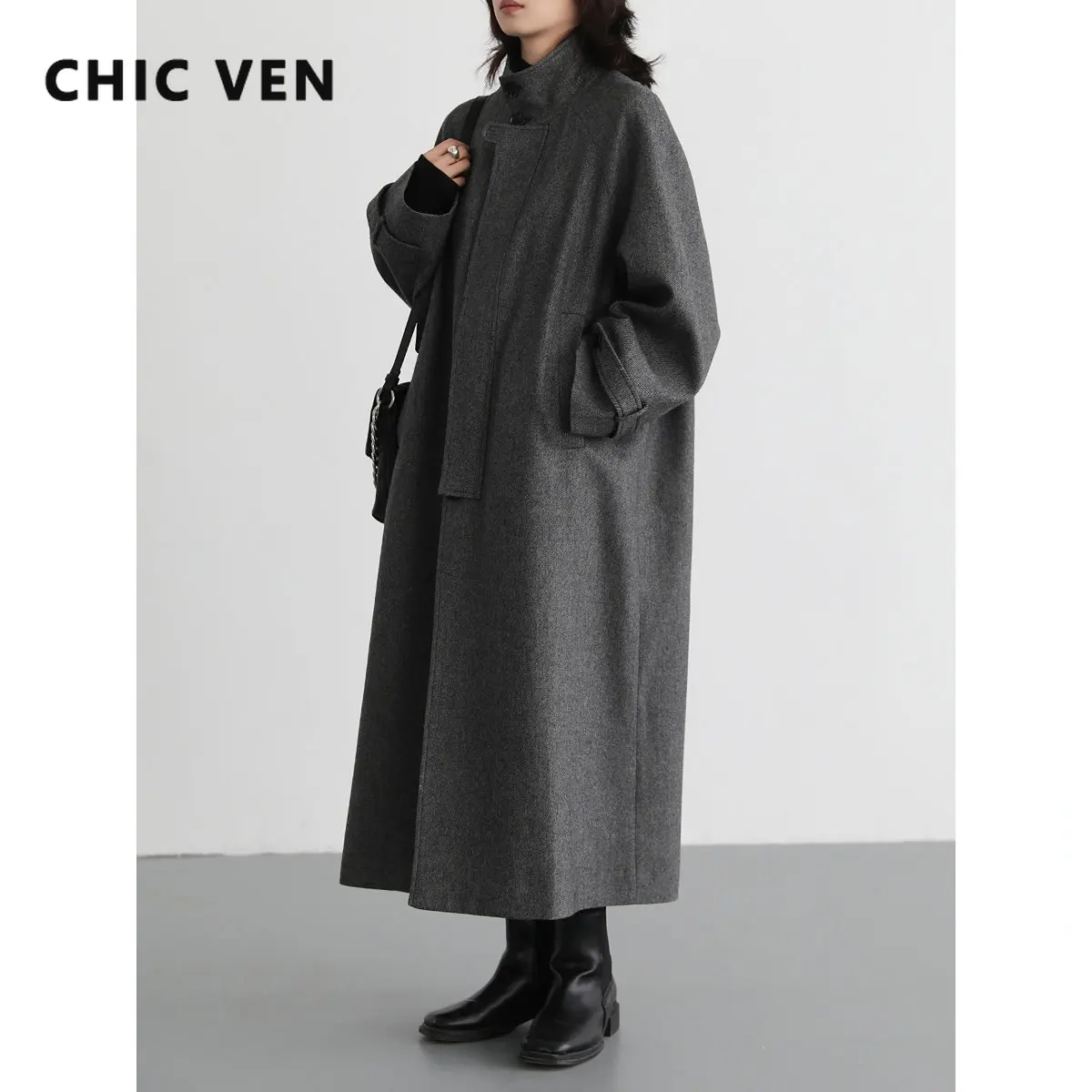 CHIC VEN Women's Overcoat Long Wool Blends British Style Stand Collar Double Layer Placket Woolen Coat Female Autumn Winter 2022
CHIC VEN Women's Overcoat Long Wool Blends British Style Stand Collar Double Layer Placket Woolen Coat Female Autumn Winter 2022