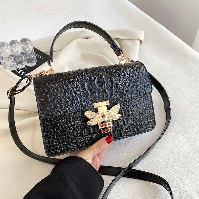 

2023 Luxury Handbags For Women Crossbody Bags bee Lock Tote Casual Brand Crocodile Print High Quality Leather Handbag Ladies Bag