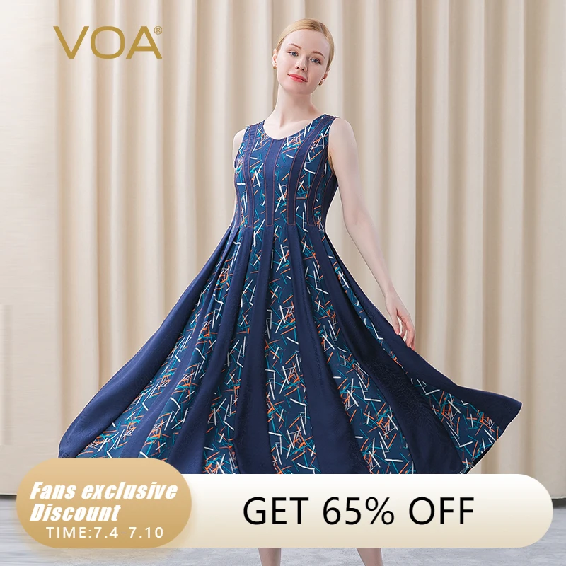 VOA 20m/m Silk Jacquard Zang-cyan Printed Stitching Arch Stitch Embroidered Pleated Sleeveless Long Dress Summer Chi 2021 AE556
VOA 20m/m Silk Jacquard Zang-cyan Printed Stitching Arch Stitch Embroidered Pleated Sleeveless Long Dress Summer Chi 2021 AE556