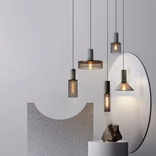 Modern Industrial Style LED Pendant Lights Interior Chandelier Lamp Fixtures Iron Lampshade Cement Hanging Lamp For Bar Table