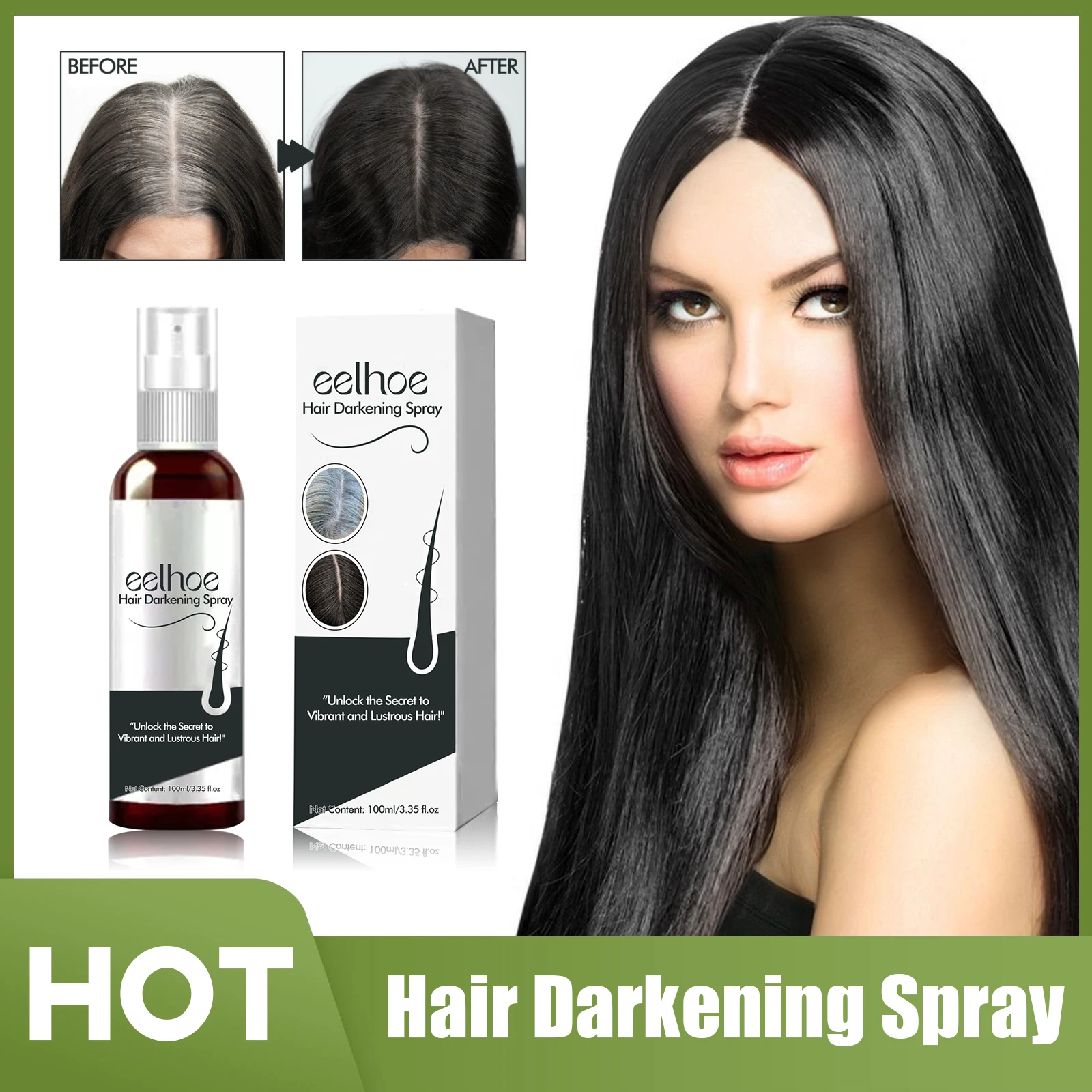 Hair Darkening Spray Effective Remove Gray Fast Repair Thicken Black Hair Growth Nourish Scalp Anti White Hair Treatment Spray
Hair Darkening Spray Effective Remove Gray Fast Repair Thicken Black Hair Growth Nourish Scalp Anti White Hair Treatment Spray
