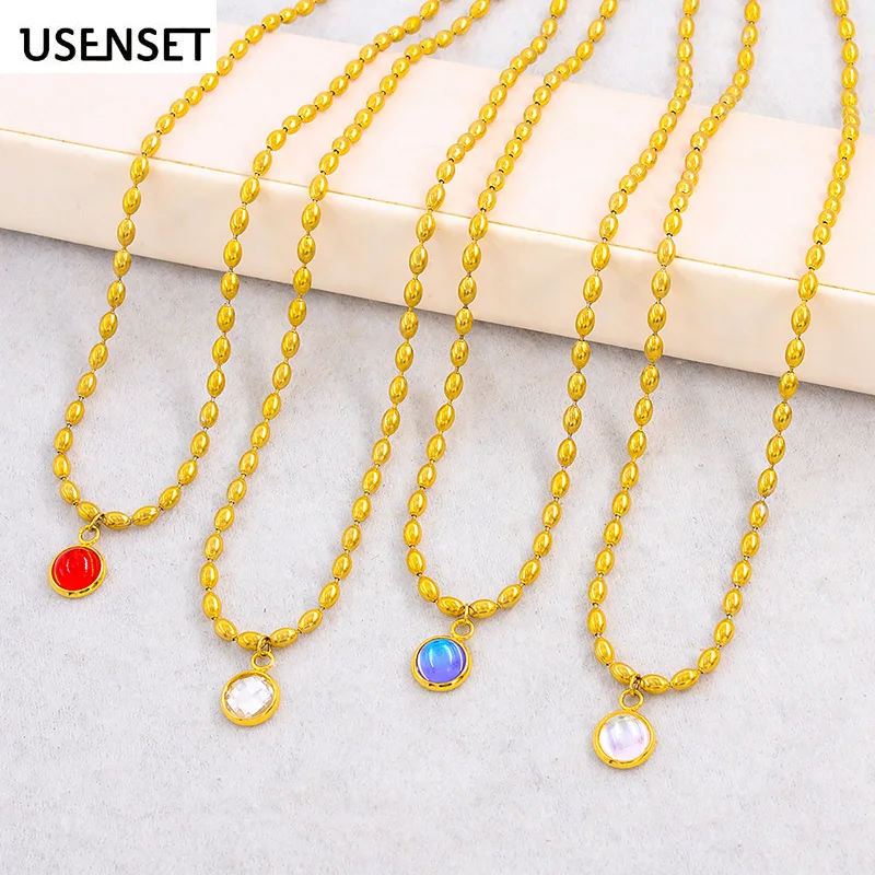 New Gold Color Bead Chain Crystal Pendant Necklace for Women Men Fine Stainless Steel Jewelry Accessories Clavicle Gift YS350
New Gold Color Bead Chain Crystal Pendant Necklace for Women Men Fine Stainless Steel Jewelry Accessories Clavicle Gift YS350