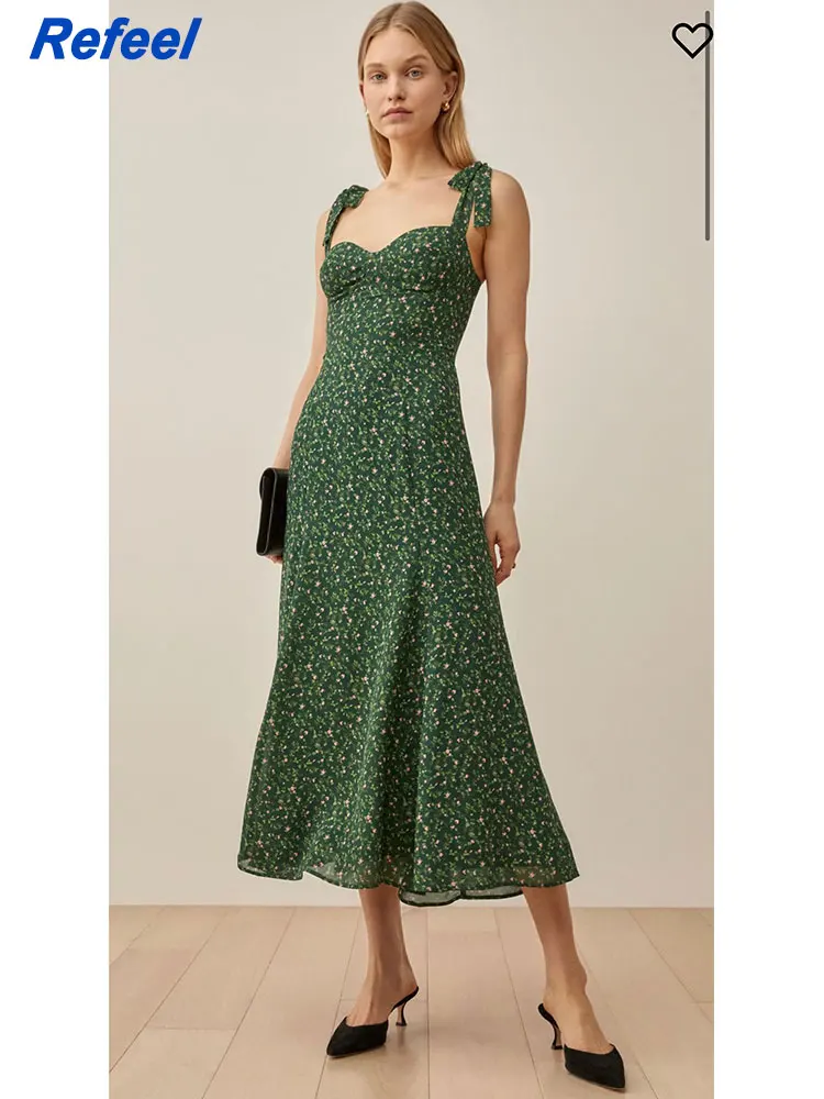 Summer women midi dress floral print spaghetti straps square collar back zipper A-line backless sexy long dress
Summer women midi dress floral print spaghetti straps square collar back zipper A-line backless sexy long dress