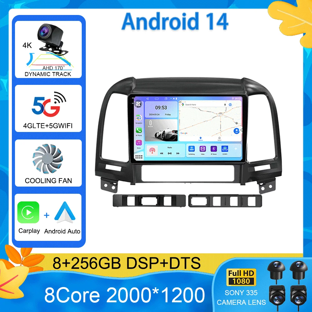Для Hyundai Santa Fe 2 2006-2012 правостороннее вождение RHD DSP автомобильное радио