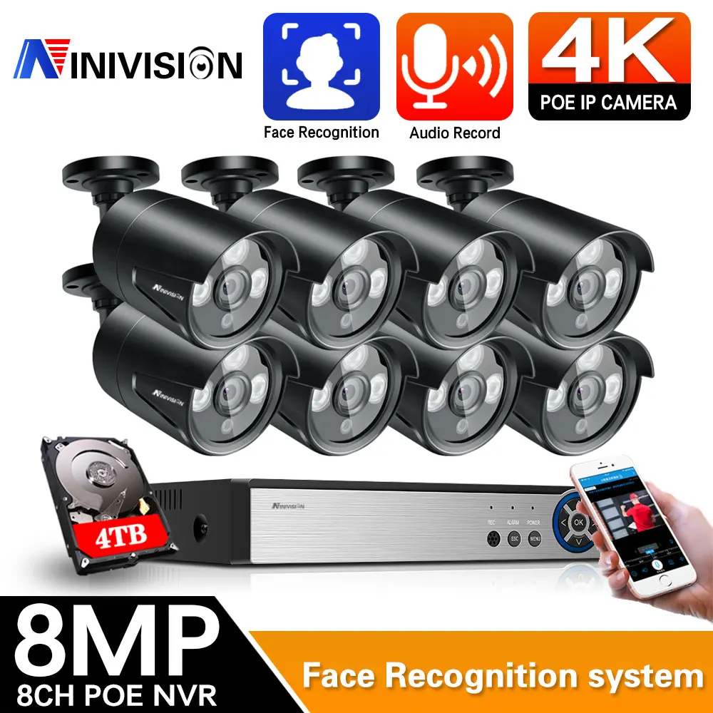HD Face Detection 8CH 8MP NVR Kit Audio Vandal-proof Bullet 4K POE IP Camera CCTV Security System Outdoor Video System Set
HD Face Detection 8CH 8MP NVR Kit Audio Vandal-proof Bullet 4K POE IP Camera CCTV Security System Outdoor Video System Set