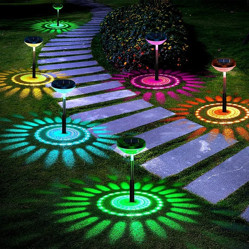

Садовый светодиодный светильник на солнечной батарее, уличная водонепроницаемая лампа для дорожек и газона с изменением цвета RGB, ландшафс...