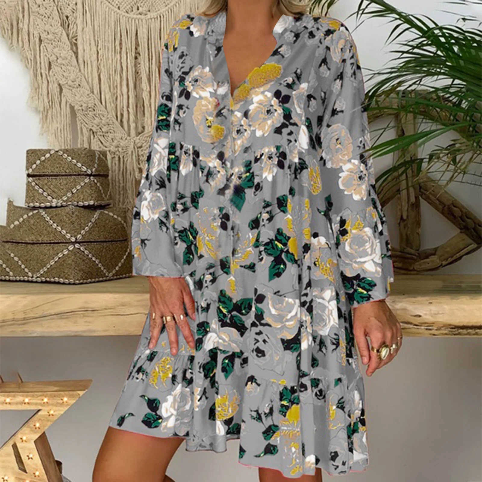 Bohemian Holiday Dress Women Long Sleeve Floral Printed Beach Dress Casual Loose Lapel Neck Shirt Midi Dress Party Vestidos
Bohemian Holiday Dress Women Long Sleeve Floral Printed Beach Dress Casual Loose Lapel Neck Shirt Midi Dress Party Vestidos