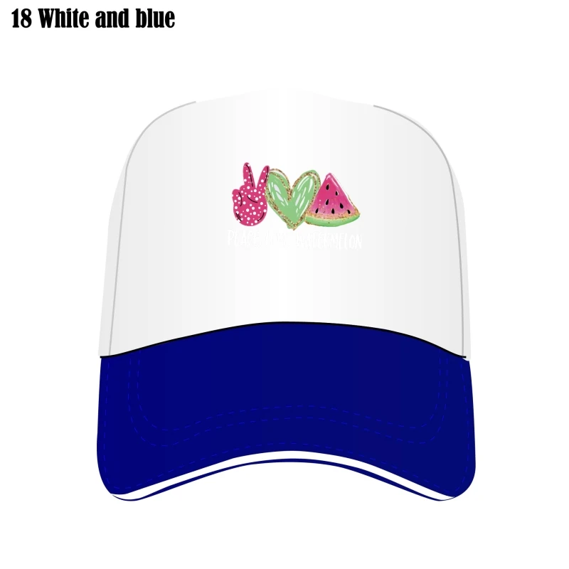 

Peace Love Watermelon Print Custom Hat Women Mesh Outdoor Flat Brim Bill Hats Summer Women Causal Cap Caps Mujer