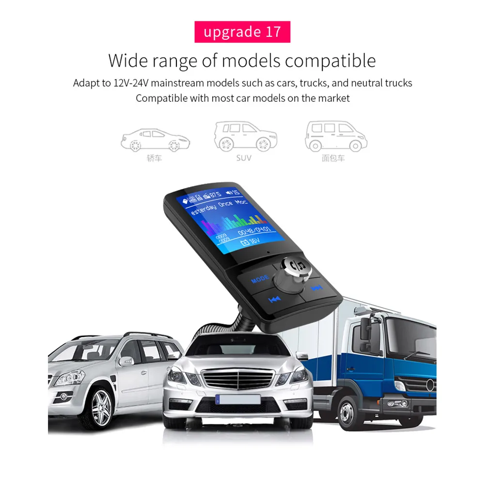 1*Car FM Transmitter Car Charger Mp3 Bluetooth Player LCD Color Display Automatic Power Off Memory Car Player
1*Car FM Transmitter Car Charger Mp3 Bluetooth Player LCD Color Display Automatic Power Off Memory Car Player