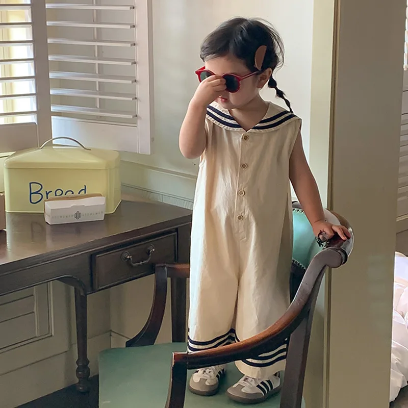 2023 Navy Style Summer Bodysuits for Kids Girls Infants Sleeveless Turn Down Collar One-piece Jumpsuits Children Casual Outfit
2023 Navy Style Summer Bodysuits for Kids Girls Infants Sleeveless Turn Down Collar One-piece Jumpsuits Children Casual Outfit