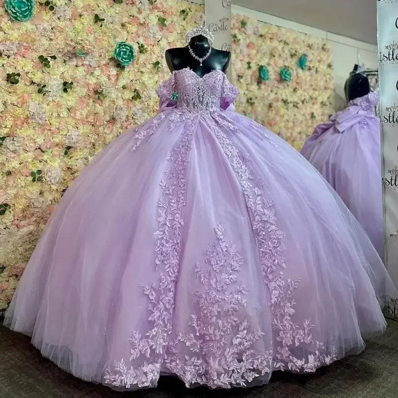 LIYYLHQ сиреневые фиолетовые мексиканские платья 15 Quinceañera аппликация сердечком с