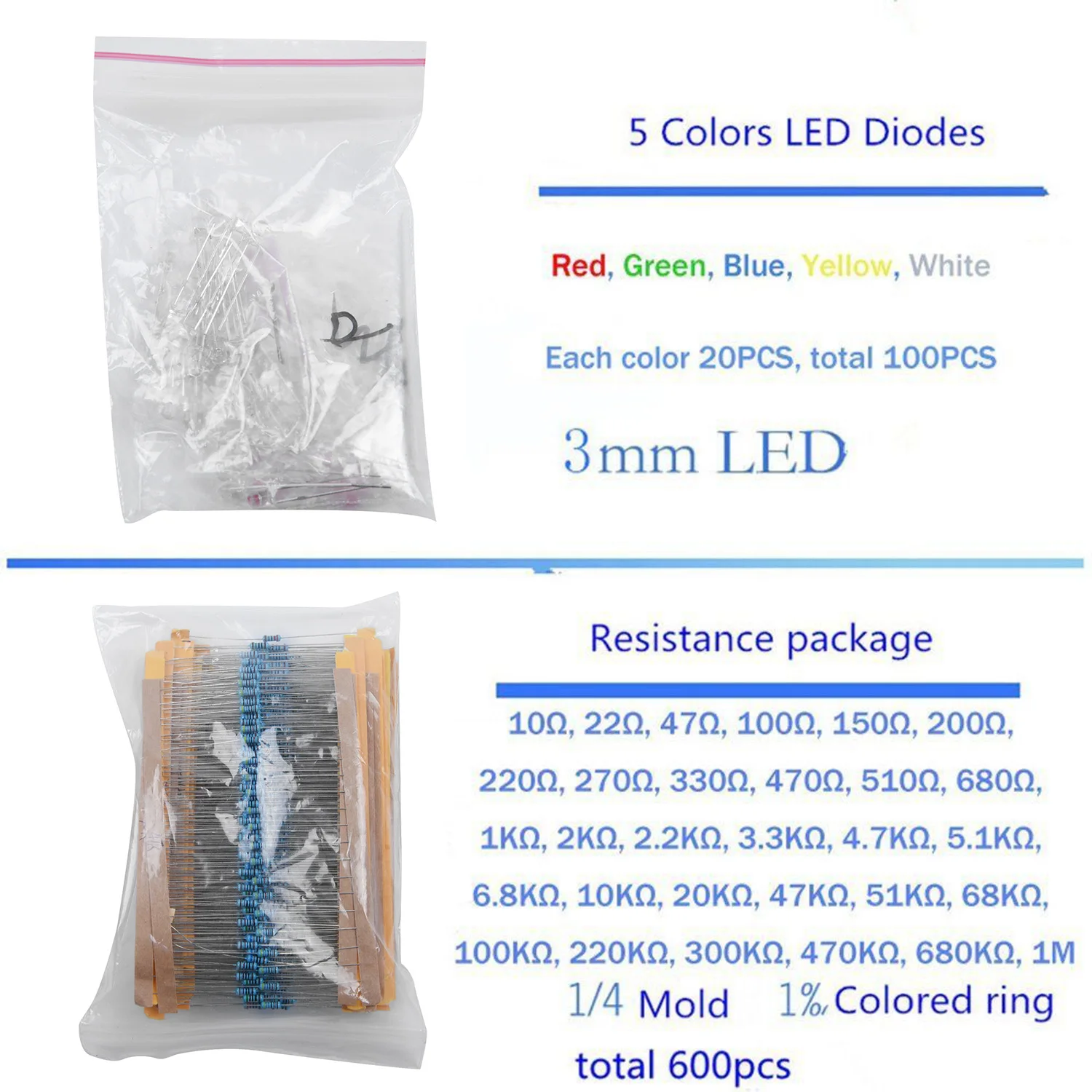 0Ω-1MΩ Resistance 1390pcs LED Resistors Electronics Capacitor Transistor Diode Assortment Kit 30-Values Metal Film
0Ω-1MΩ Resistance 1390pcs LED Resistors Electronics Capacitor Transistor Diode Assortment Kit 30-Values Metal Film