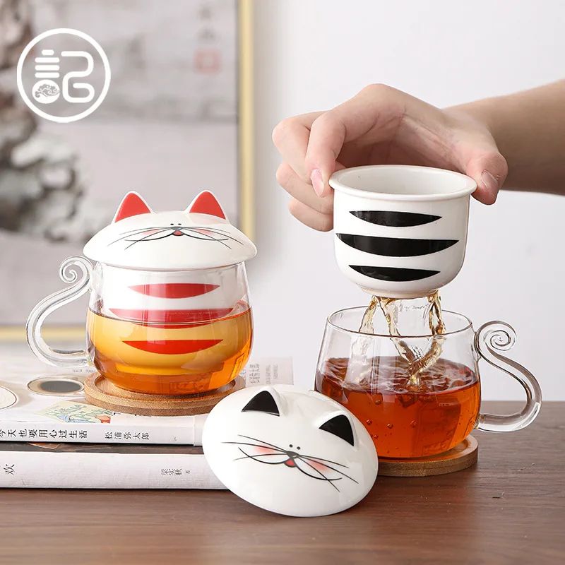 With Cover Water Filter Carafe Heat-resistant Glass Japanese-style Cute Mug Girls Lucky Cat Water Cup Office Tea Cup Drinkware
With Cover Water Filter Carafe Heat-resistant Glass Japanese-style Cute Mug Girls Lucky Cat Water Cup Office Tea Cup Drinkware