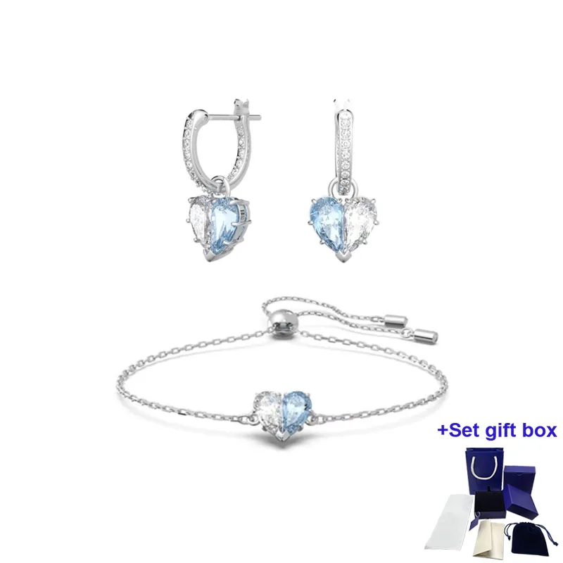

Новый высококачественный ювелирный браслет S's с голубыми серьгами-гвоздиками 520 Экспресс-подарок для любви полный ритуал чувство Бесплатная доставка
