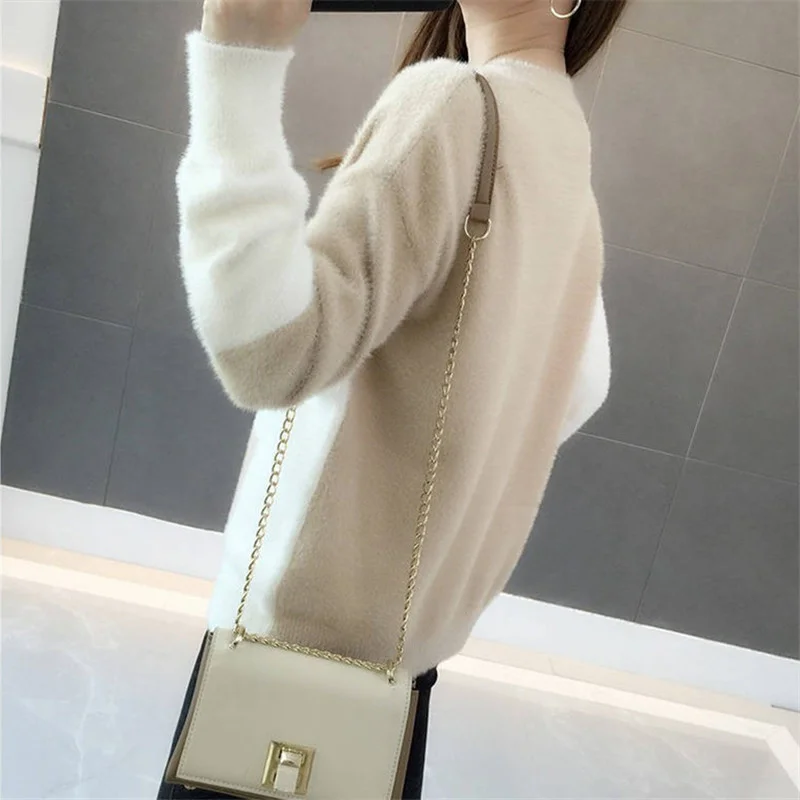 Fashion Korean Patchwork Faux Mink Cashmere Sweater Women 4 Color Pullover Winter New Loose Thick O-Neck Long Sleeve Tops Female
Fashion Korean Patchwork Faux Mink Cashmere Sweater Women 4 Color Pullover Winter New Loose Thick O-Neck Long Sleeve Tops Female