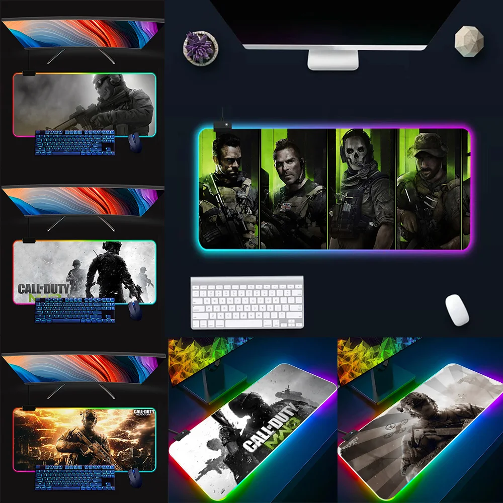 C-call Of D-duty игровой RGB Pc геймерский коврик для клавиатуры и мыши светящийся
