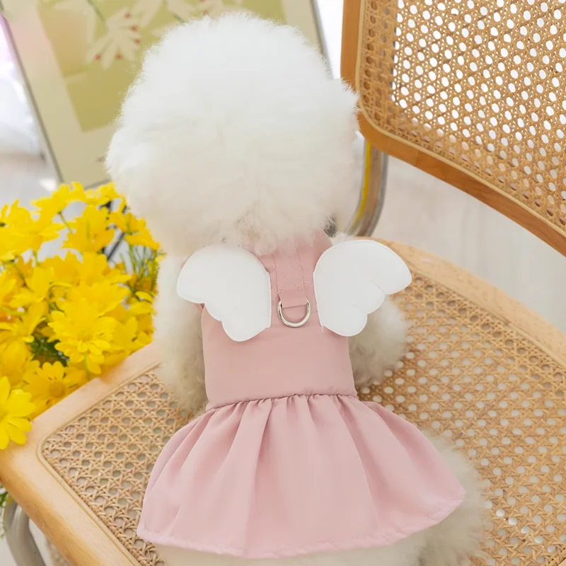 

Pink Sweet Summer Pet towable Princess Skirt Angel Wings Thin Section Small Dog Cat Dog Clothes Dress Teddy Bichon Yorkshire