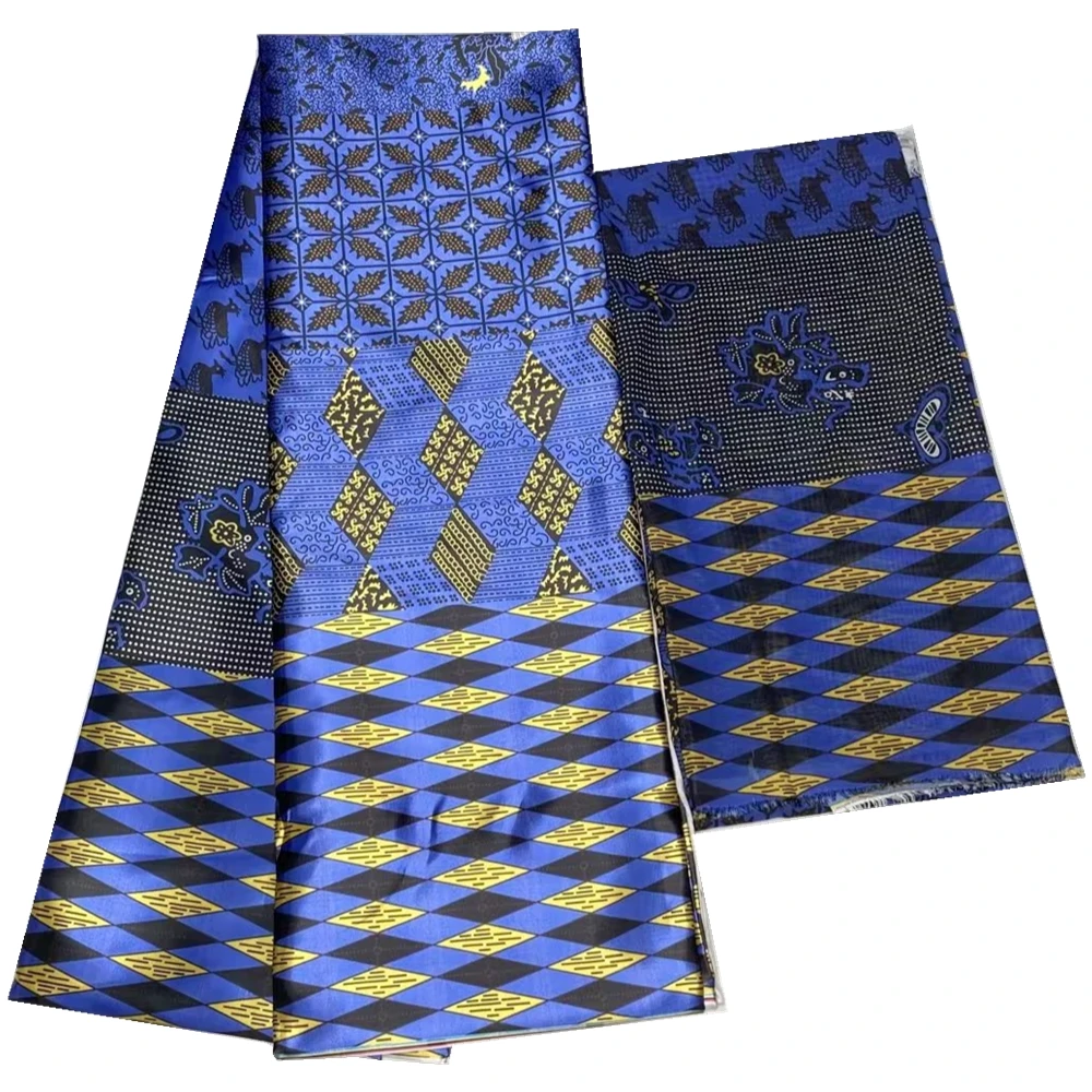 

2022 новейшая африканская шелковая ткань с шифоновым тюлем, сетчатая кружевная нигерийская шелковая атласная ткань для платья 4 + 2 ярда для св...