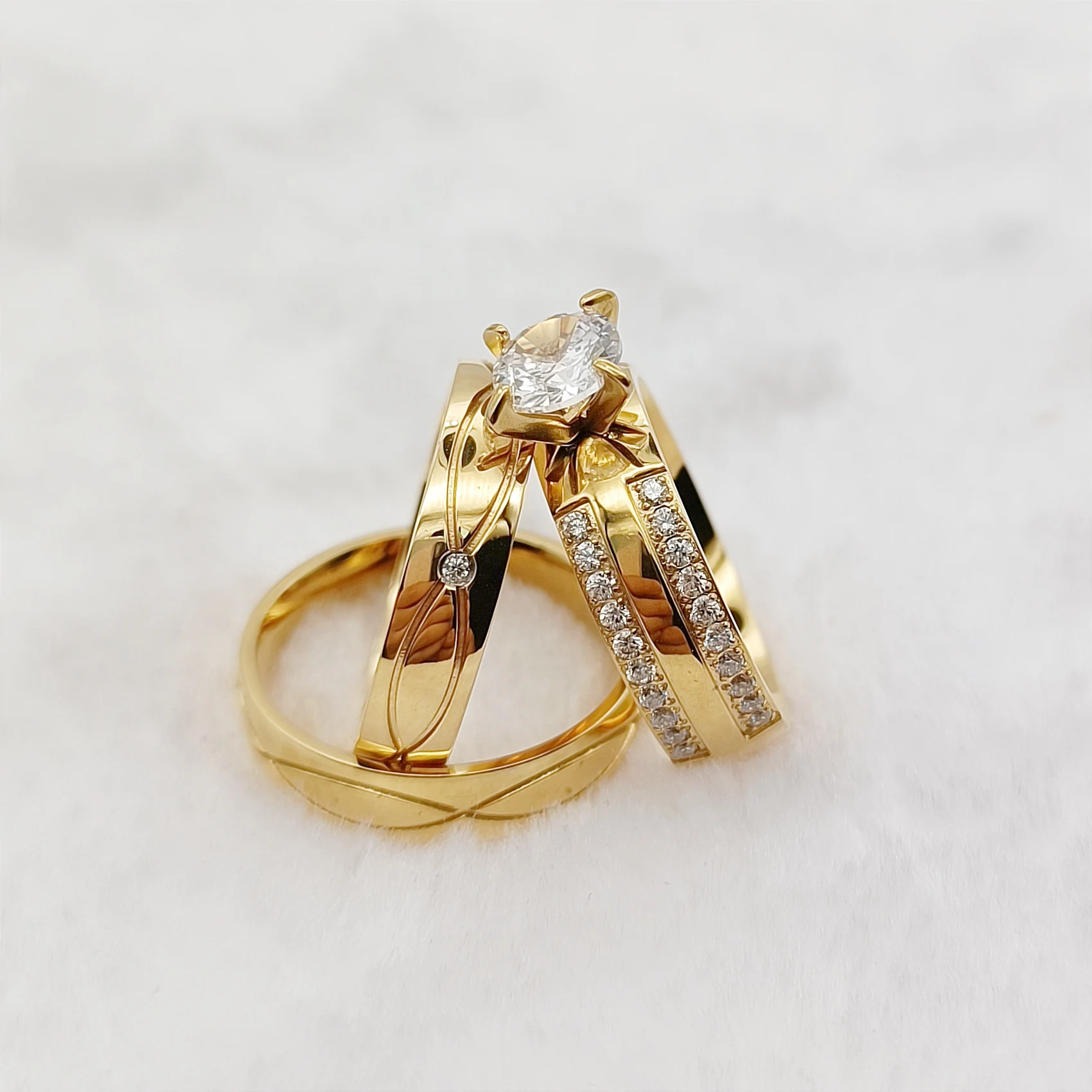 3pcs Bridal Promise Wedding Engagement Rings Sets For Couples Western Love Alliance 24k Gold Plated Jewelry Anelli Donna
3pcs Bridal Promise Wedding Engagement Rings Sets For Couples Western Love Alliance 24k Gold Plated Jewelry Anelli Donna