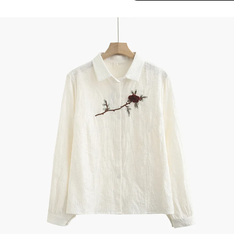 White Vintage Women Shirts Loose O-Neck Patchwork 2022 Embroidery Roses Fashion Casual Stylish Sweet Spring Autumn Tops
White Vintage Women Shirts Loose O-Neck Patchwork 2022 Embroidery Roses Fashion Casual Stylish Sweet Spring Autumn Tops