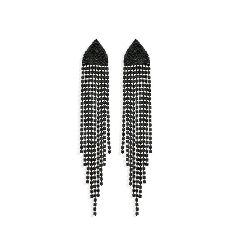 2022 New Ins Punk Black Rhinestone Long Tassel Hip-hop Rock Piercing Drop Earrings Trendy Korean Fashion Women Party Jewelry
2022 New Ins Punk Black Rhinestone Long Tassel Hip-hop Rock Piercing Drop Earrings Trendy Korean Fashion Women Party Jewelry