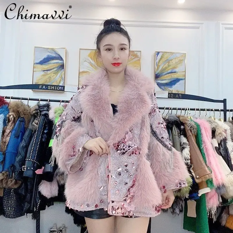 2022 New Winter Clothes Fashion Heavy Sequins Tassel Wool Fur Long Sleeve Jacket Warm Elegant All-Matching Long Sleeve Coat
2022 New Winter Clothes Fashion Heavy Sequins Tassel Wool Fur Long Sleeve Jacket Warm Elegant All-Matching Long Sleeve Coat